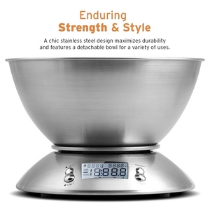 Balance multifonction en acier inoxydable avec alarme, minuterie, thermomètre numérique, balance de cuisine, balance alimentaire avec grand bol - Product Image 5