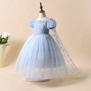 OEM ODM Abito di Alta Qualità per Bambine, Stile Principessa <span class=keywords><strong>Elsa</strong></span>, in Cotone con Gonna Plissettata, Manica Corta, Abbigliamento Boutique per Bambini - Product Image 1