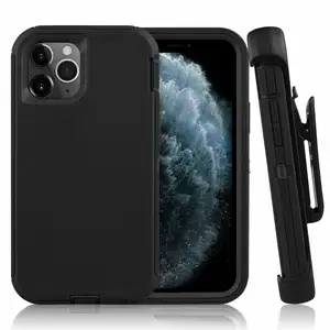 Grosir harga pabrik tugas berat tahan benturan 3 in 1 casing pelindung dengan klip untuk iphone 12/13 14 14 Pro max 15 Pro 15 Pro max