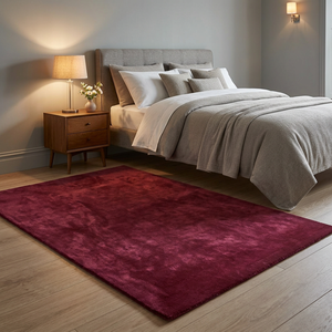 Alfombra Moderna Rectangular Color Granate Sólido, Abstracta, de Lana y Acrílico, Gruesa, Antideslizante, de Látex Ecológico, para Sala de Estar - Product Image 3
