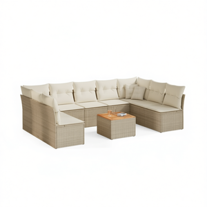 Ensemble de canapés de jardin modulaires en polyrotin beige, meubles d'extérieur confortables au design moderne - Product Image 1