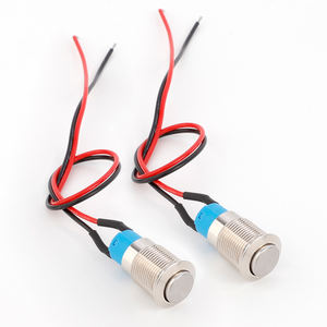 Paquete de <span class=keywords><strong>2</strong></span> interruptores de botón pulsador de acero inoxidable a prueba de agua de 12mm autoblocante 12V/230V IP67 1NO electrónico para campanas de coche de electrodomésticos - Product Image 1