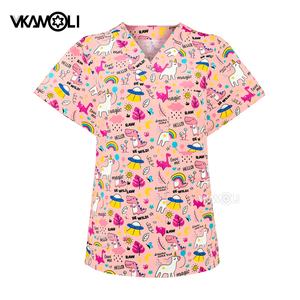 Stampa di cartoni animati medico Top Scrubs <span class=keywords><strong>ospedale</strong></span> camicia da infermiera uniformi dentista chirurgia abbigliamento da <span class=keywords><strong>lavoro</strong></span> <span class=keywords><strong>ospedale</strong></span> per animali domestici clinica <span class=keywords><strong>lavoro</strong></span> Top - Product Image 2