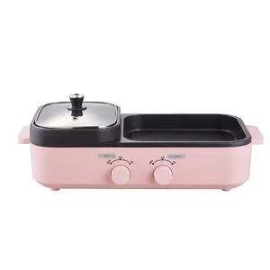 Dual Temperature Control 2 in 1 Electric Hot Pot with Grill Multifunction Smokeless Korean BBQ