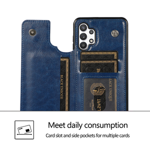 Cartera sólida doble botón tarjeta soporte Flip funda de teléfono de cuero para Samsung Galaxy A35 A55 A16 A15 4G A13 5G A54 A14 A73 <span class=keywords><strong>A53</strong></span> <span class=keywords><strong>A33</strong></span> - Product Image 4