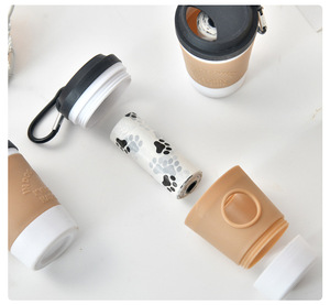 Dispensador de bolsas de basura para mascotas, taza de café, portátil, para exteriores, para perros, para caminar, inodoro, bolsa de basura, llavero de almacenamiento - Product Image 4