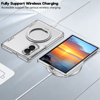 Étui de téléphone pliable antichoc à double charnière transparent anti-jaunissement de qualité supérieure avec protection à 360° °   Support rotatif pour Samsung Galaxy Z Fold 8