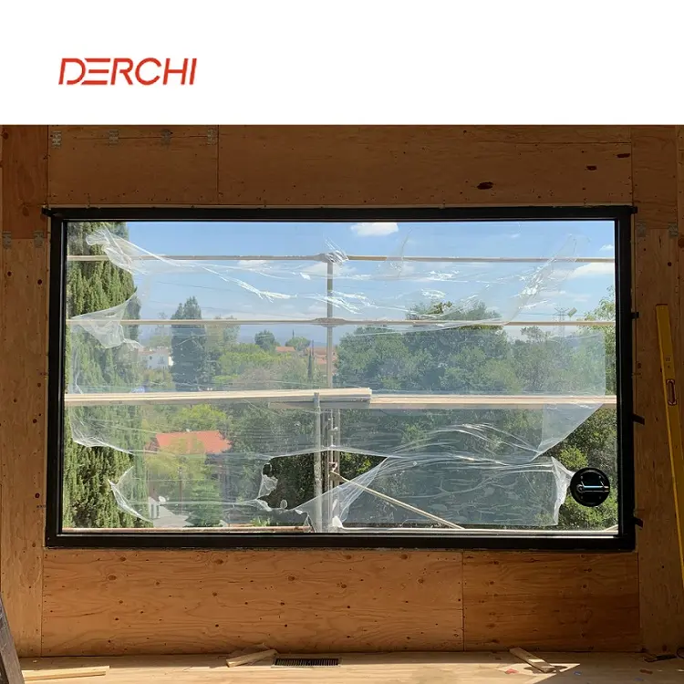 DERCHI Jendela Desain Panggangan Aluminium, Jendela Foto Tetap untuk Villa Rumah