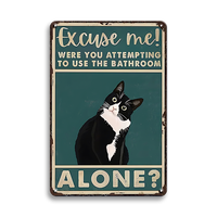 Plaques en étain imprimées pour chat vente en gros Plaques en métal pour toilettes vintage animaux pour la décoration de la salle de bain