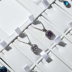 Jinsky ถาดแสดงเครื่องประดับหนัง PU ถาดเก็บอุปกรณ์ประกอบฉากแหวนต่างหูสร้อยคอแทรกสีขาว - Product Image 5