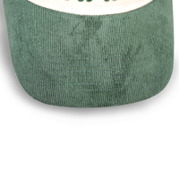 Casquette de baseball HBA54 OEM en velours côtelé blanc et vert, style urbain, broderie tendance, 5 panneaux, visière incurvée bicolore