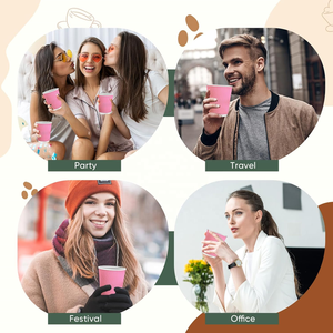 Vasos de Papel Corrugado con Diseño de Ondas y Estampado Completo, Aislados, Color Rosa, para Bebidas Calientes y Frías, Té y Refrescos - Product Image 6