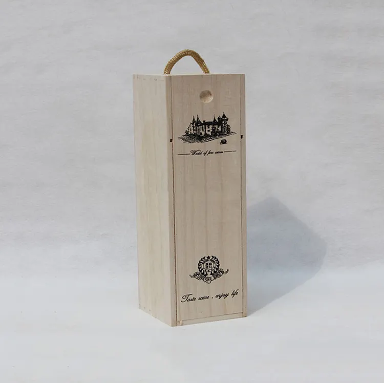 Самый дешевый деревянный ящик для вина из павловнии с раздвижной крышкой CN