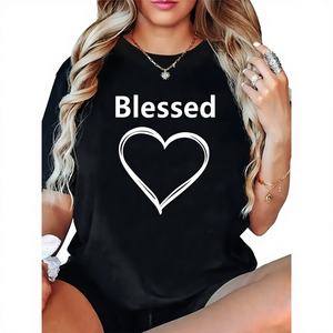 Camiseta de ocio para mujer para Primavera/Verano Top estampado estándar de un color hecho en China - Product Image 1