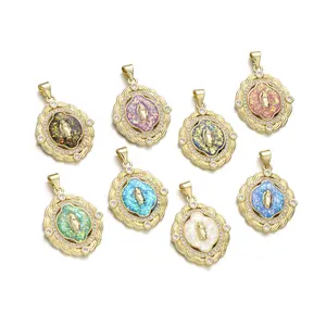 Trèfle collier 18k or qualité cuivre bangkok bijoux en or achats en gros pour les bijoux en ligne vierge marie pendentif collier