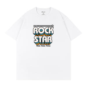 Camiseta Blanca de Cuello Redondo Rock Star, 100% Algodón, Manga Jersey para Mujer, Impresión Serigráfica Regular Q120 - Product Image 2