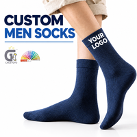 Chaussettes pour hommes personnalisées, tricot texturé, coton doux, chaussettes bleu marine respirantes, chaussettes habillées pour tous les jours, OEM ODM en gros