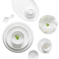 Service de vaisselle en porcelaine fine PITO, style chinois classique, assiettes ovales, passe au lave-vaisselle.
