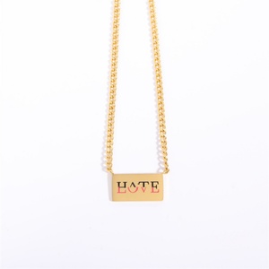 Collar de Cadena Cubana de Acero Inoxidable INS, Collar con Colgante Rectangular Grabado Personalizado - Product Image 4