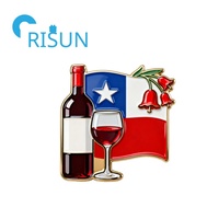 Broche aimantée souvenir de voyage au Chili Santiago, carte du Chili, drapeau, emblème national, en métal, vente en gros d'usine
