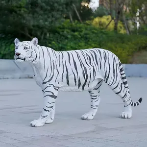 Estatueta de fibra de vidro para decoração de jardim e parque ao ar livre, estátuas de animais de resina de tamanho grande, cavalo tigre de fibra de vidro para venda