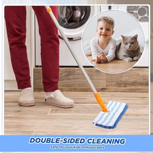 Microfiber Flat <b>Mop</b> for Wet and <b>Dry</b> Cleaning Household Floor Cleaning with Steel Pole Both Convenient and Effective - Product Image 3