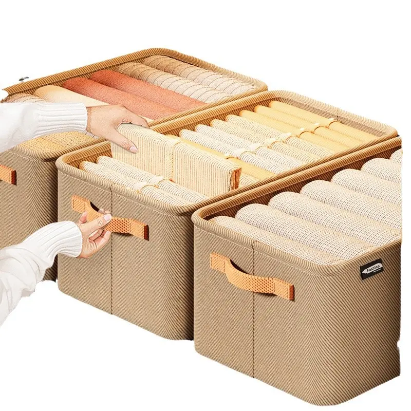 Penjualan laris kotak penyimpanan di bawah tempat tidur kain wadah dapat dilipat pengatur pakaian lemari kain dapat dilipat