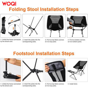 Chaise de plage pliable Woqi pour le camping en plein air, chaise longue portable en acier à gravité zéro, noire, 20,9x13,8x26,4 pouces - Product Image 5