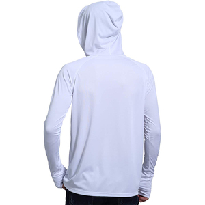 Camisa <span class=keywords><strong>con</strong></span> capucha <span class=keywords><strong>de</strong></span> pesca <span class=keywords><strong>para</strong></span> <span class=keywords><strong>hombre</strong></span> seca fresca al por mayor <span class=keywords><strong>con</strong></span> agujero <span class=keywords><strong>para</strong></span> el pulgar 100% poliéster <span class=keywords><strong>manga</strong></span> <span class=keywords><strong>larga</strong></span> jersey <span class=keywords><strong>de</strong></span> pez volador sublimado en blanco - Product Image 2