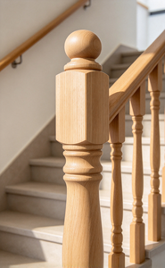 Poste de Escalera Minimalista EFS NP03 de Madera Sólida, Columna de Escalera con Acabado en Roble Blanco, Fabricación Duradera - Product Image 5