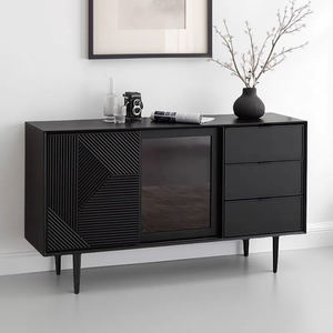 Salon moderne Rangement en bois noir Porte en <span class=keywords><strong>verre</strong></span> Armoire console <span class=keywords><strong>Cuisine</strong></span> Salle à manger Credenza Buffet Buffet - Product Image 5