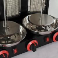Machine à kebab à gaz en acier inoxydable à trois têtes de haute qualité 220V nouvelle condition Shawarma viande Doner pour les Restaurants