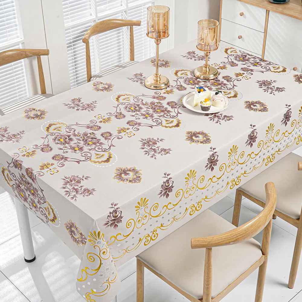 Luxury Vinyl Dining Waterproof Polyester Pvc Table Cloth Roll