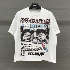 Logo personnalisé graphique Boxy T-shirts pour hommes Fabricant poids lourd surdimensionné T-shirts Streetwear impression 100% coton T Shirt - Product Image 1