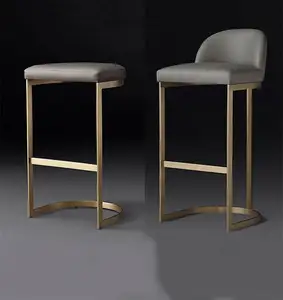 Kursi Kulit bangku tinggi bingkai logam Royal Bar kursi opsional logam grosir Modern Pu kursi makan ruang makan furnitur besi