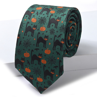 Yili hommes Halloween cravate chat noir chat blanc citrouille lanterne chauve-souris toile d'araignée Polyester affaires décontracté cravate formelle