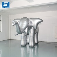 Modèle d'éléphant gonflable personnalisé en argent avec impression de logo pour la publicité d'événements commerciaux et la décoration
