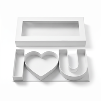 Caja de Regalo Rectangular de Papel Rígido Recubierto, Ecológica, Biodegradable, Hecha a Mano, de Lujo, con la Inscripción I LOVE U, para el Día de San Valentín, con Lámina Dorada