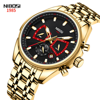 Jam Tangan Quartz NIBOSI 2508 Pria Custom OEM ODM Logo Merek Label Kasual Sederhana Anti Air Bahan Stainless Steel