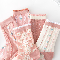 Chaussettes mi-cuisses pour femmes, été, nouvelles, mignonnes, imprimées en 3D avec des fleurs, en relief, roses, délai de livraison d'échantillon de 7 jours