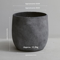 Pot de fleurs en ciment et argile, style nordique simple, épaissi, grande capacité, pour plantes vertes d'intérieur et d'extérieur, fait main, unique