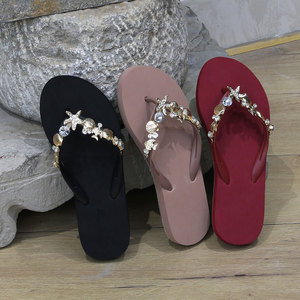 Phụ Nữ Của Mùa Hè Màu Đỏ Bãi Biển <span class=keywords><strong>Flip</strong></span> <span class=keywords><strong>Flops</strong></span> Cá Nhân Vỏ Thạch Tinh Thể Mềm Đệm Chân Không Thiết Kế Giá Rẻ Bán Buôn - Product Image 2