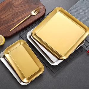 Yurtrain moderne or Rectangle coréen en acier inoxydable Barbecue <span class=keywords><strong>assiette</strong></span> plats et assiettes ensemble de plateau de service - Product Image 4