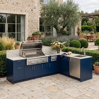 Cuisine extérieure certifiée CE en acier inoxydable, résistante à l'humidité, pour bord de piscine, avec barbecue à gaz pour le camping en plein air