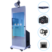 Grande cabine photo à miroir magique cabine photo instantanée avec appareil photo et imprimante kiosque photo portable en option avec roues