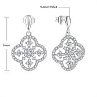 QX OEM 925 Silber Luxus Zirkon Mode Maßgefertigte Schmucksets Damen Verlobungs- und Hochzeitsohrringe Halsketten Durchbrochene Blumen