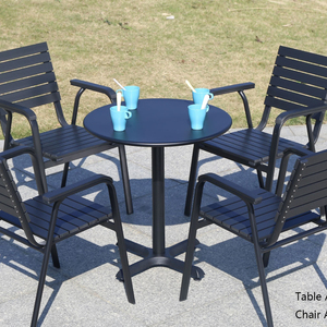 Hot-bán awt004br <span class=keywords><strong>70cm</strong></span> carbon thép hàng đầu gang chân bàn tròn và nhôm nhựa gỗ ghế ngoài trời Bộ đồ nội thất - Product Image 3