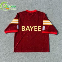 Maillots de sport d'été personnalisés à manches courtes en maille avec lettres, strass de luxe et impression sérigraphique – T-shirts de football pour hommes