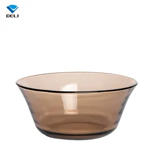 Ustensile de cuisine rond de cuisson pour bonbons, compartiments, marron résistant à la chaleur, ensemble de mélange de fruits, bol décoratif en verre trempé