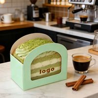 Custom Semi-circular Paper Box with a Top Opening and Front Window, Designed for Packaging Matcha Mousse Cakes